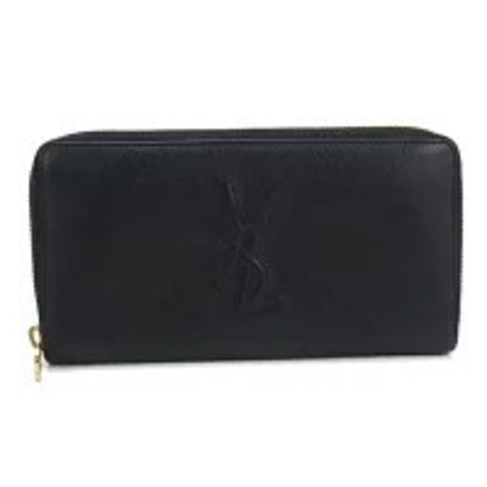 Saint Laurent Long Wallet Round Zipper Full Zip Black